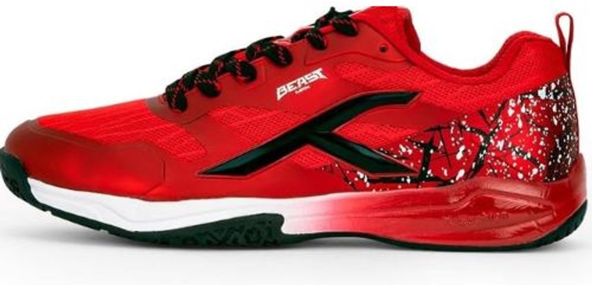 HUNDRED Beast Max Non-Marking Professionele Badmintonschoenen Heren (Rood/Zwart, 42 EU) | Padel Schoenen Heren | Sportschoenen Heren | Basketbal Schoenen | Polyester/TPU | Voor Indoor Tennis, Squash, Tafeltennis & Badminton