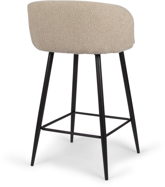 Milton & Oldbrook Bouclé Tabouret de Bar Bas Budapest Taupe - Zwart