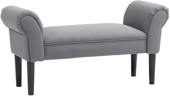 Banc De Lit Rembourré HOMCOM 102x36x51 Cm - Tissu Voile Bleu - Charge Max 130 Kg - Pour Chambre, Entrée - 4