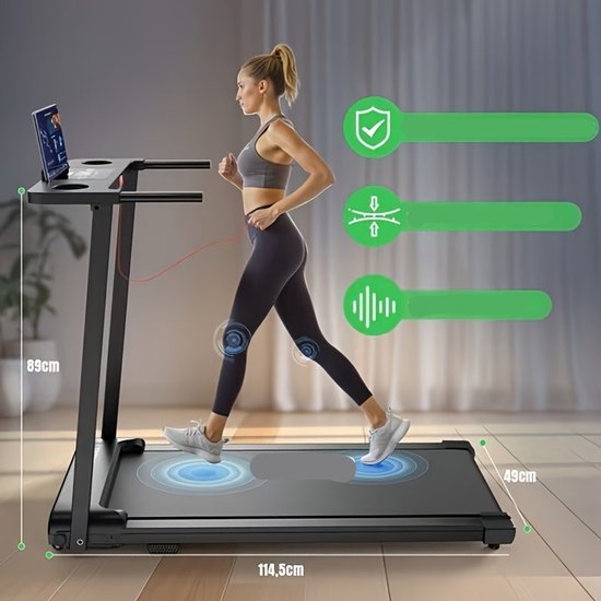 Loopband 12km/u Opvouwbaar Fitnessapparaat Zwart - Loopband - €319,00