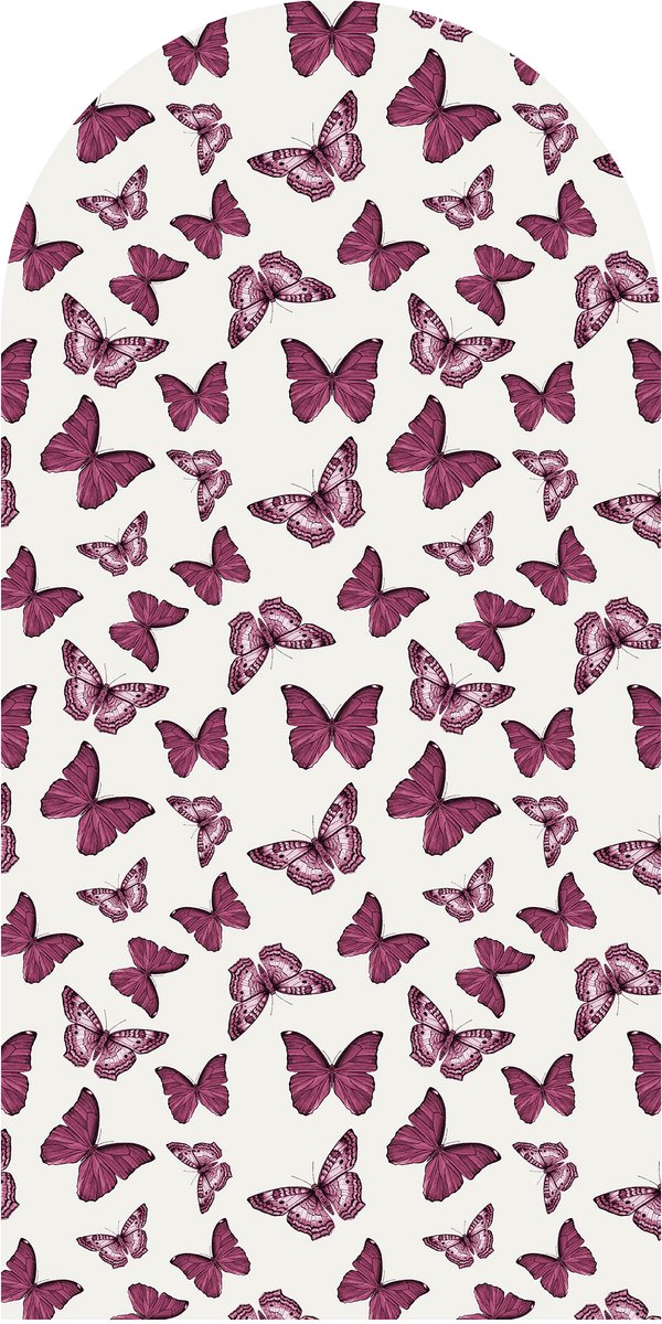 Muursticker meisjeskamer - behangboog - vlinders roze - 75 x 150 cm - wanddecoratie meisje dieren - zelfklevend behang - peel and stick wallpaper