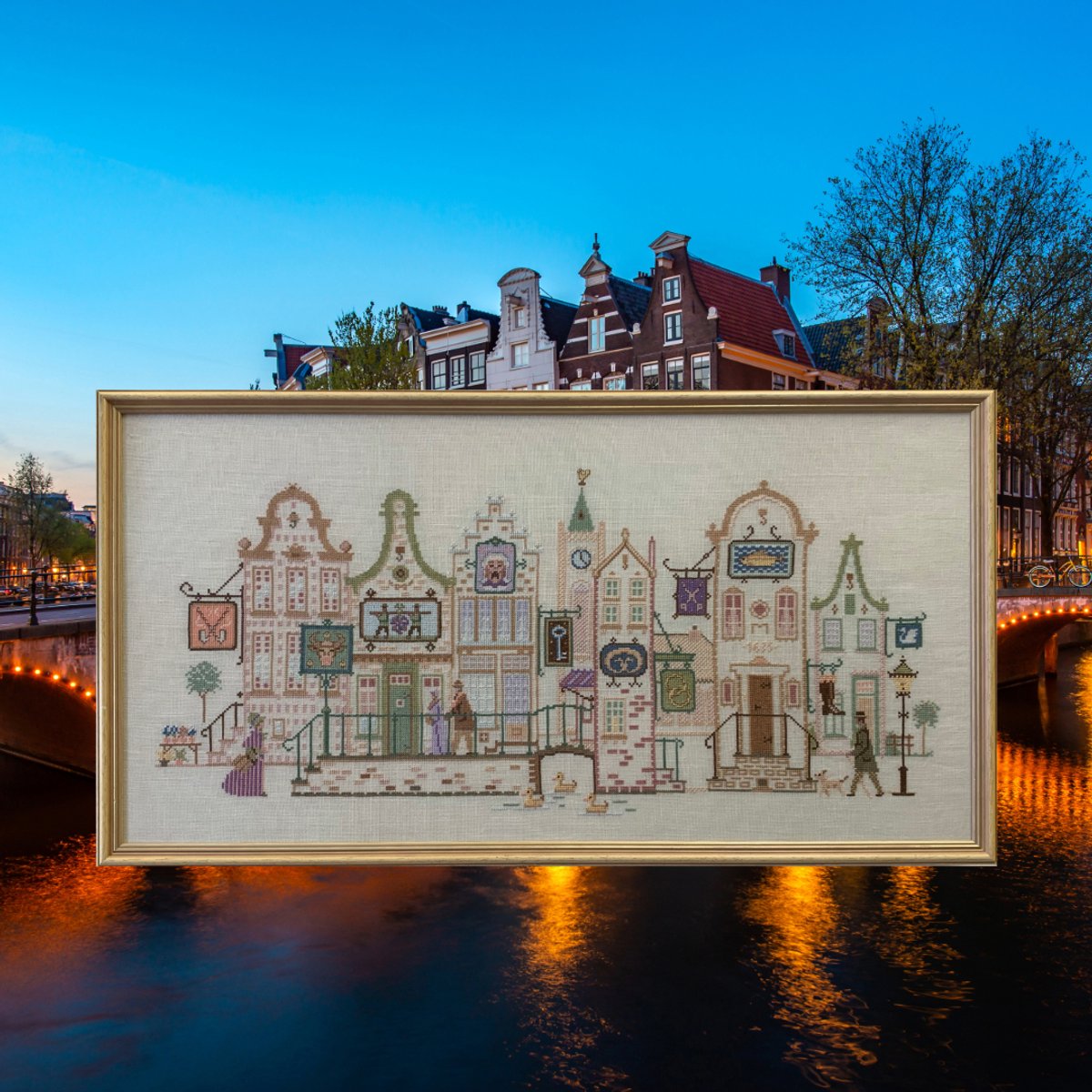 borduurpakket 1023 holland, amsterdamse gevels