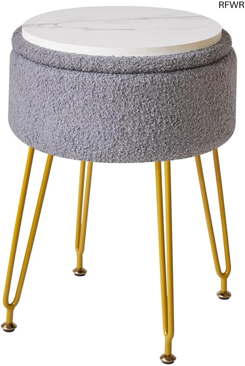 RFWR® Teddy Velvet Opslag Voetsteun Kruk - Multifunctionele Bijzettafel met Verstevigde Poten - Modern en Stijlvol Design