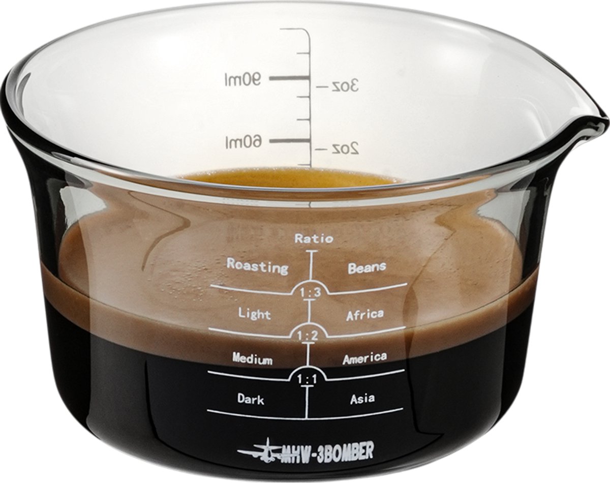 MHW-3BOMBER glazen maatbeker - 120ml - enkele tuit - grijs - borosilicaatglas