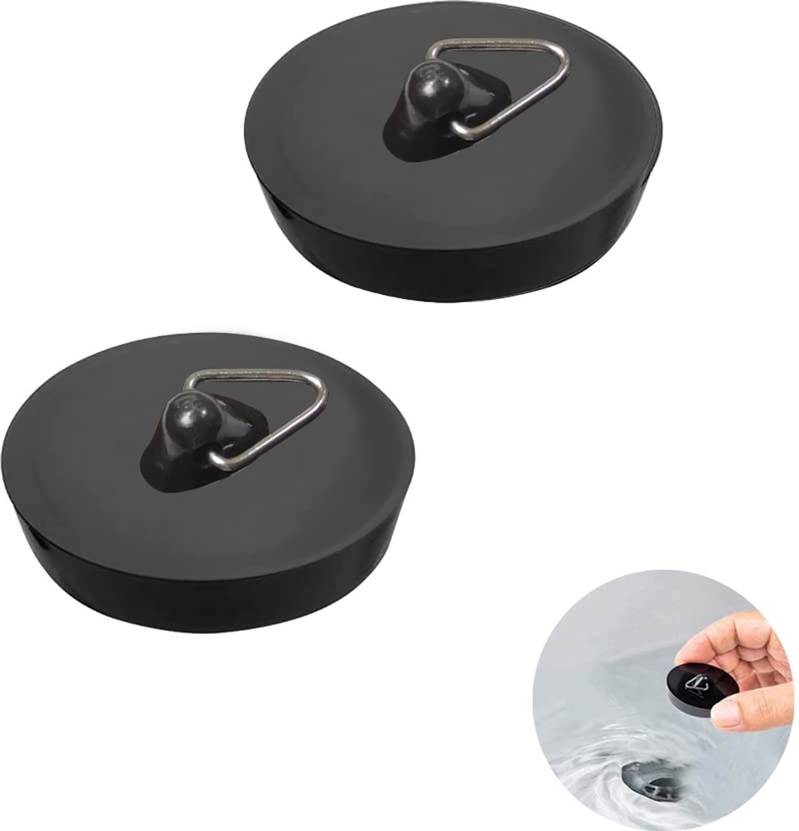 Ibenzoa® Universele rubberen afvoerstop set van 2 voor keuken en badkamer gootsteen of badkuip