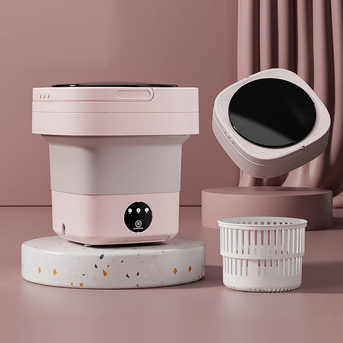 DailySupplies® Mini Wasmachine met Centrifuge – Voor Kleine Wasgoed – Meerdere Programma’s – Roze
