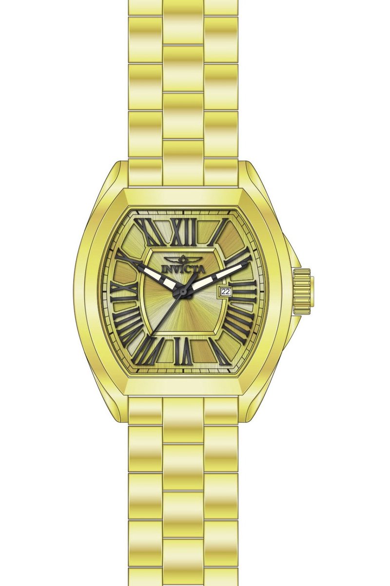 Invicta Pro Diver 48180 Heren Horloge - Waterdicht - Analoog - Quartz Uurwerk - Roestvrij Staal met gouden Wijzerplaat - 48mm