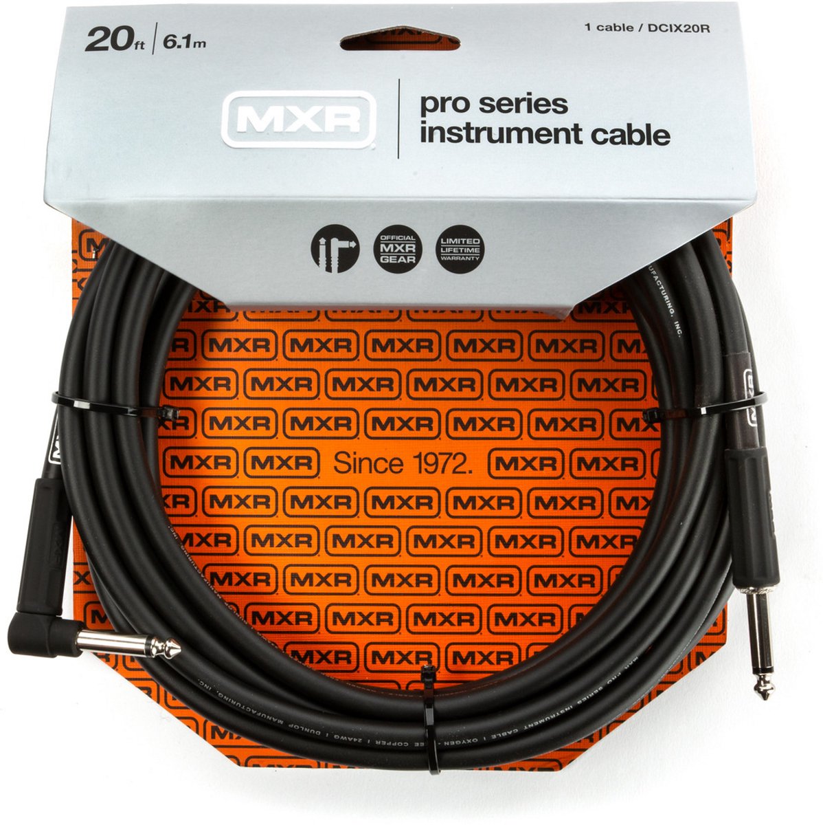 MXR DCIX20R - Gitaarkabel, Pro serie, met haakse jack, 6 meter