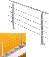 Buitentrapleuningen, 47,3 inch/120 cm terrasleuningset voor wand- en vloermontage, buitentrapleuning met installatieset, leuningen voor senioren, verandaleuning en terrasleuningset, zilver | NL