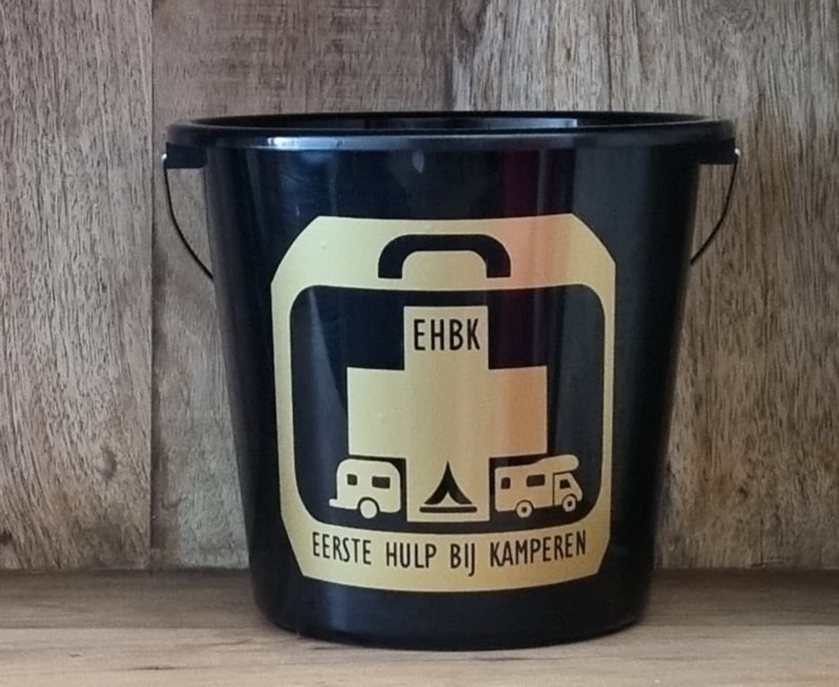 Cadeau emmer. Eerste hulp bij kamperen. Bouwemmer 12 Liter