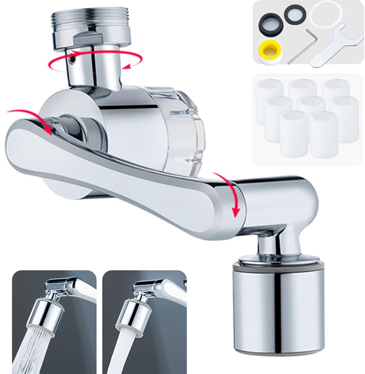 1080° Draaibare Verlengkraan - Multifunctioneel - 1 stuk - Messing en ABS