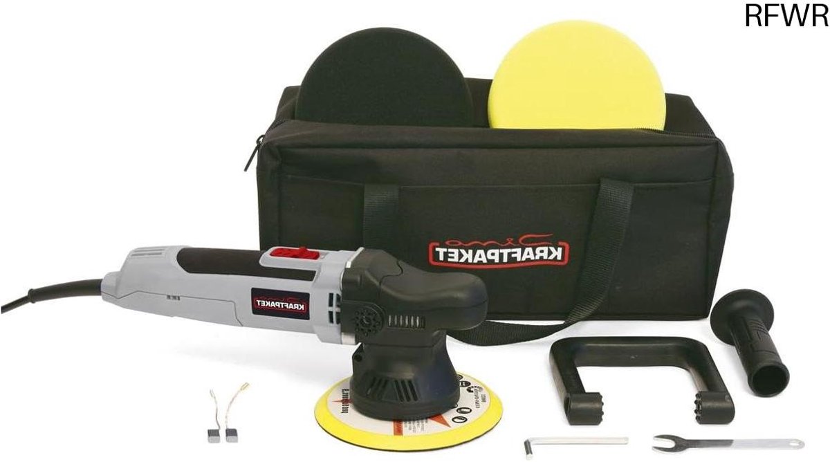 RFWR® Excentrische Polijstmachine 9mm - 650W Met Polijstspons en Polijstpad Voor Auto en Boot