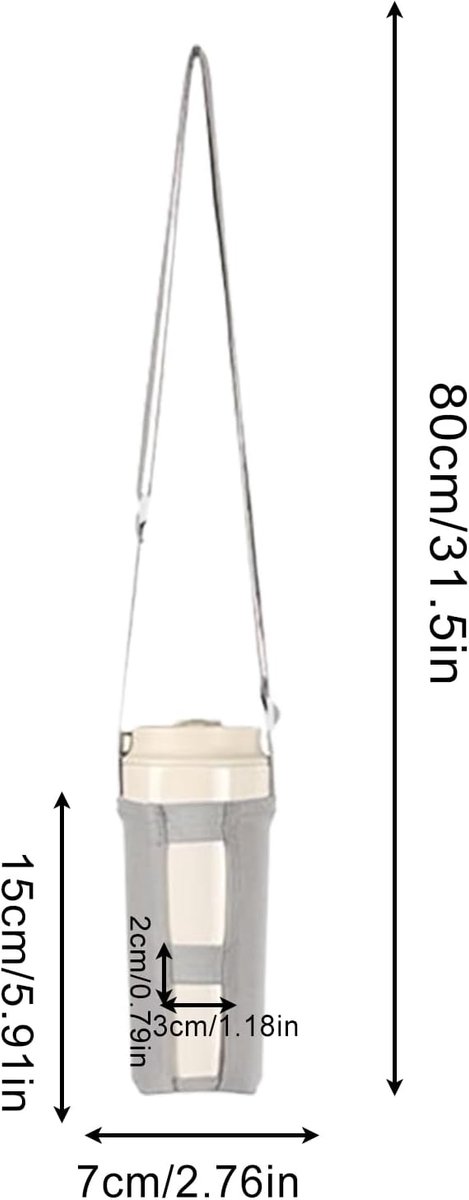 Water Bottle Carrier with Strap, Lightweight Bottle Holder Bag, 31.5x2.76 Inches Adjustable Portable Mug Lanyard, Convenient Hands Drink Storage for Gym, Hiking and Travel — afbeelding 2