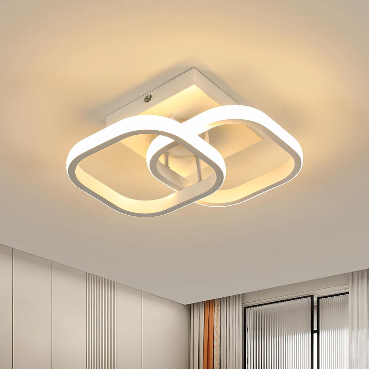 LED Plafondlamp Vierkant Eenvoudig Design in Acryl Wit 19W 3000K Warm Wit Licht met Bewegingssensor - Ideaal voor Slaapkamer, Woonkamer, Gang