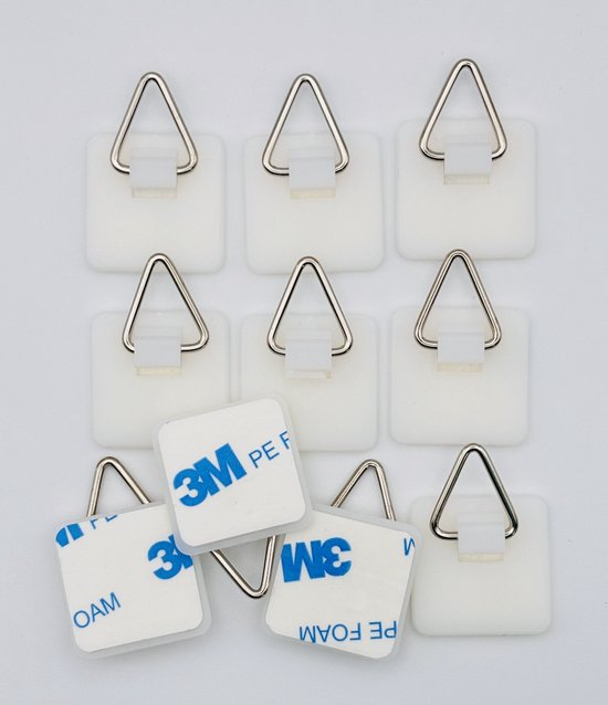 Plakhangers XL voor wanddecoratie – Zelfklevend - 3M Tape – Ophanghaakje - Set van 10 - Feelingoods®