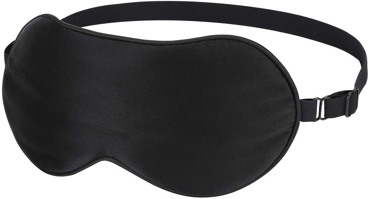 Northwall Premium Zijden Slaapmasker met Opbergzakje - 100% Verduisterend Oogmasker - Verstelbaar - Zwart