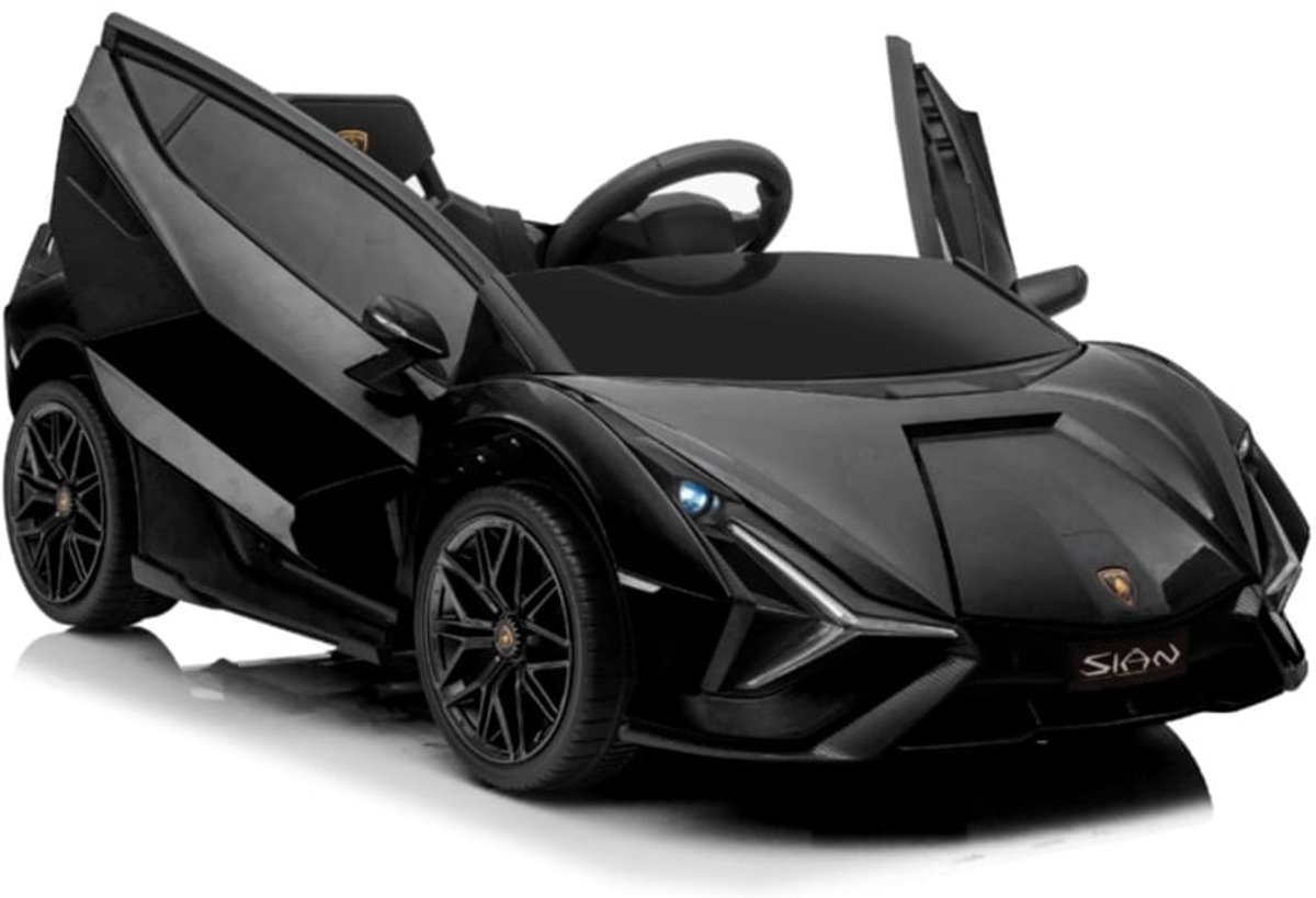 Lamborghini Sian 12V Zwart - 1 persoons - Zonder MP4 scherm - Met lambo deuren | Elektrische kinderauto - Inclusief afstandsbediening - Gratis verzending - KiddoCars