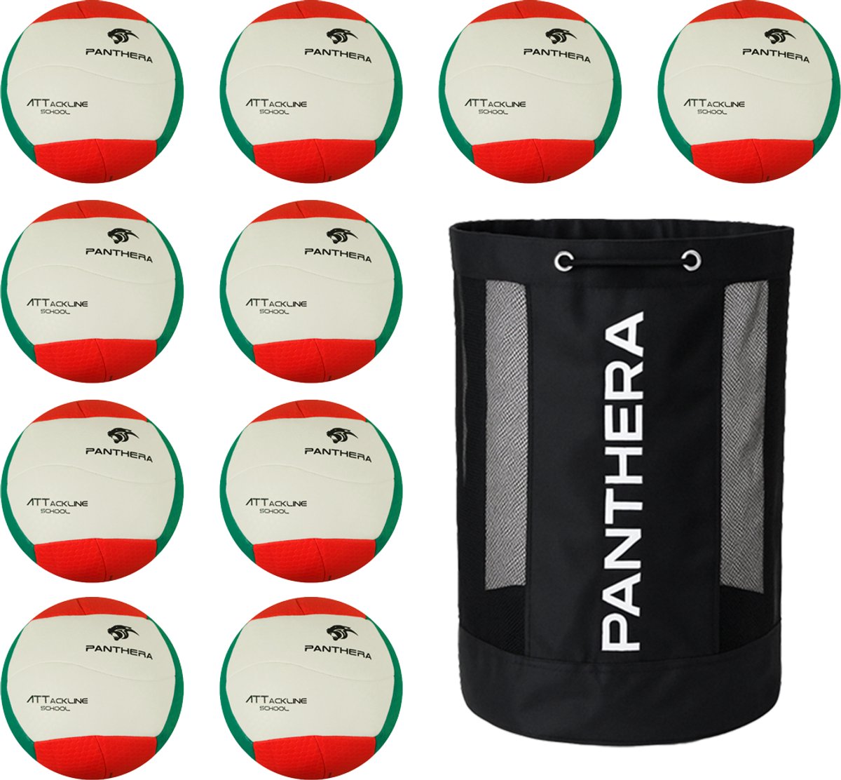 Panthera - Volleybal - Attackline school - BV500 - Set van 10 ballen - Inclusief ballentas - Volleyballen