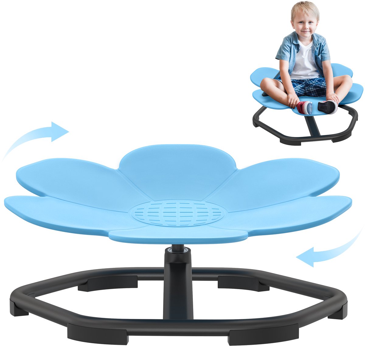 Aufun Sensorische Draaistoel, Kinderdraaimolen, Kinderdraaistoel Training Fysieke Coördinatie en Evenwicht, Balansstoel voor Kinderen, Antislip Metalen Basis, Blauw