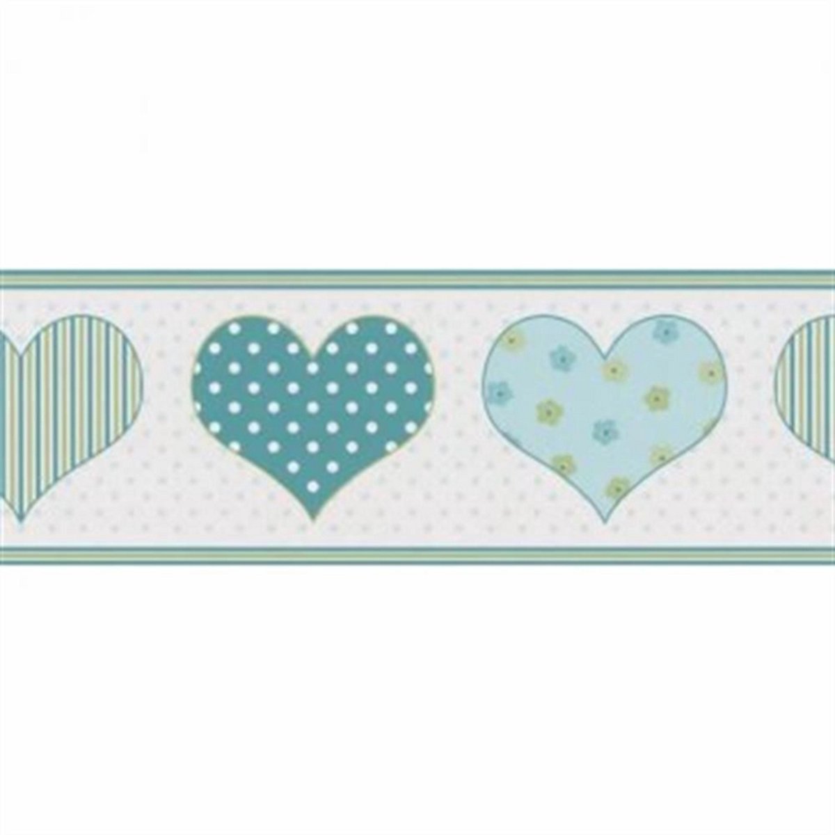 Hartjes behangrand blauw wit