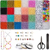 RICHLY® Creative Kralen set - inclusief E-BOOK - sieraden armbandjes maken meisjes & dames - incl. letterkralen, smiley kralen, parels, bedels & figuurkralen - kralenketting