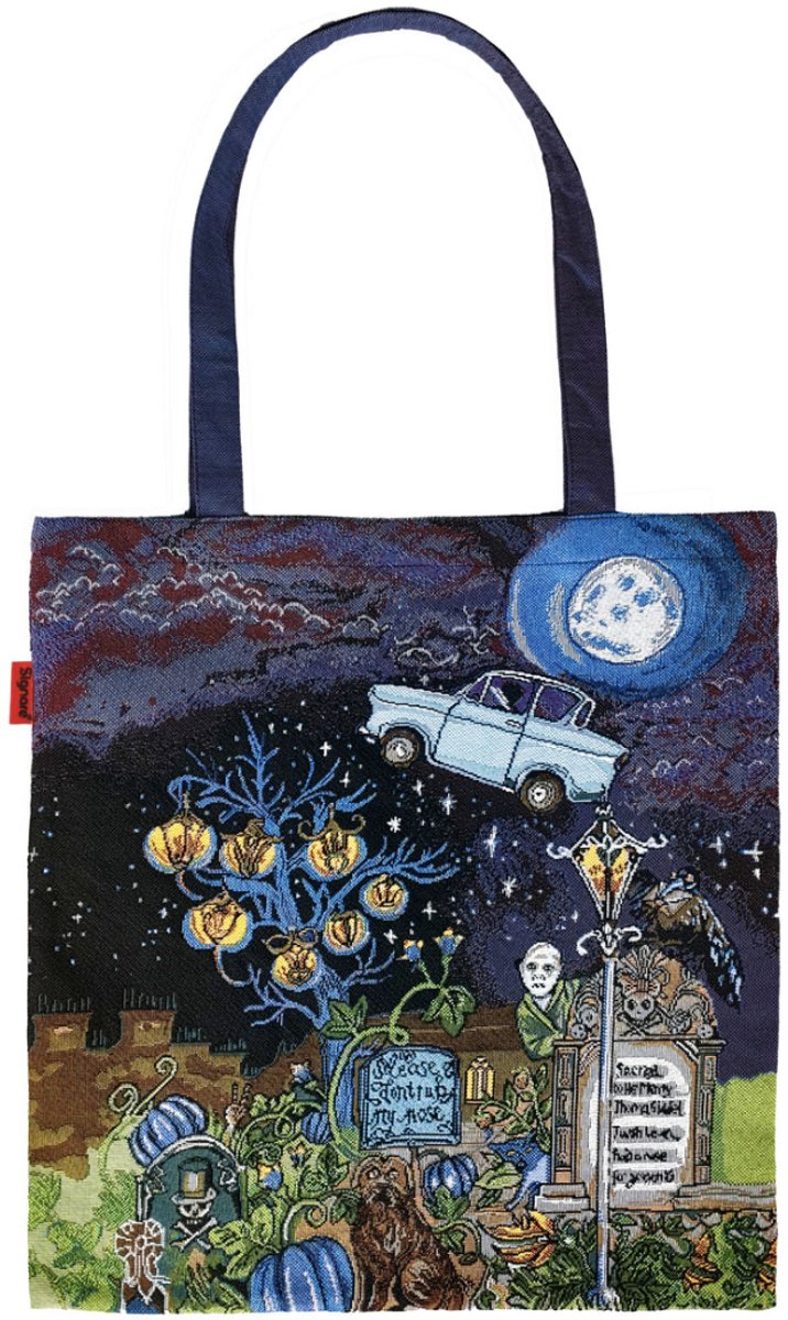 Boodschappentas - Luxe gobelinstof - Flat bag - Greyfriars Kirkyard - donker blauw
