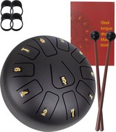 Nuvance Handpan - Incl. Lesboek, Vingerdrums en Opbergtas - Tongue Drum - Handpan Drum - Steel Tongue Drum - Zwart