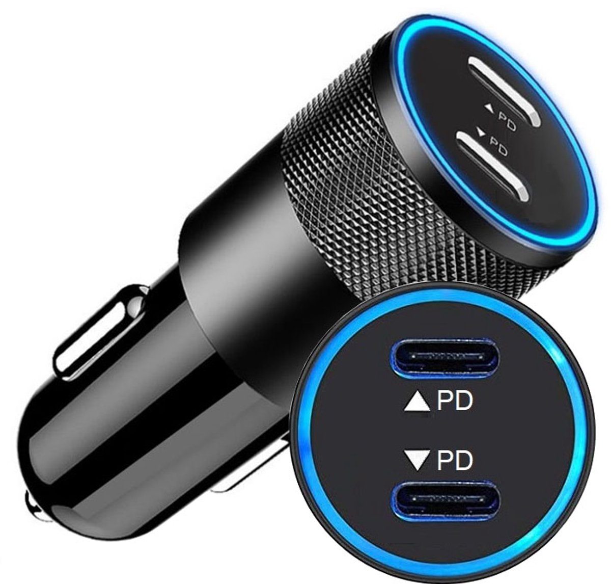 ThunderGold autolader met twee USB-C-poorten en 60 watt totaal