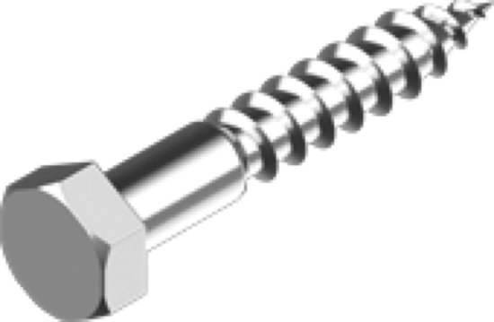 Een zeskant houtdraadbout, RVS A2, 7x80 mm.