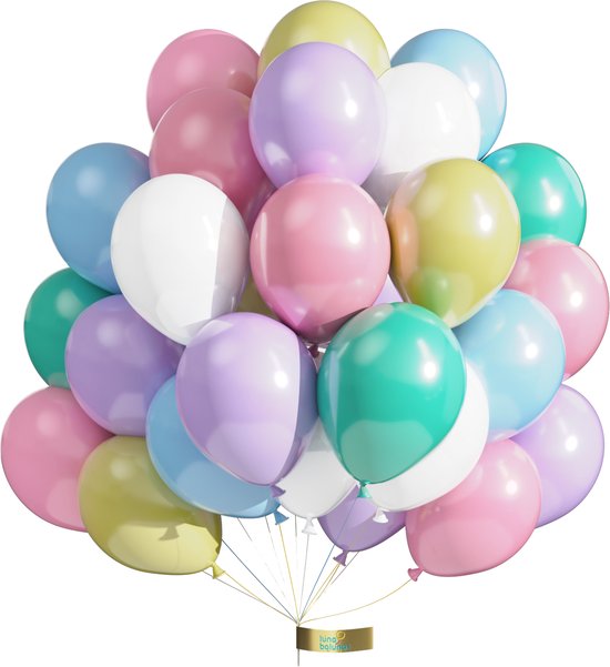 Luna Balunas 50 Stuks Gekleurde Pastel Latex Ballonnen Regenboog Roze Blauw Paars Babyshower - Verjaardag Feestversiering Helium Geschikt