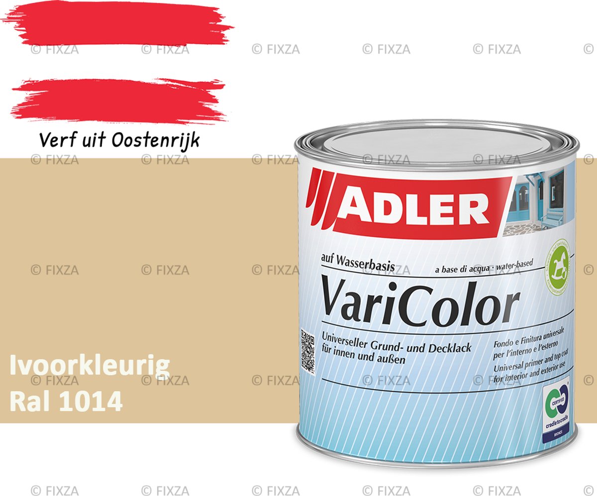 ADLER Varicolor Lakverf RAL 1014 - Ivoorkleurig 375 ml – 2-in-1 Houtverf, Metaalverf en Kunststof Lak voor Binnen & Buiten