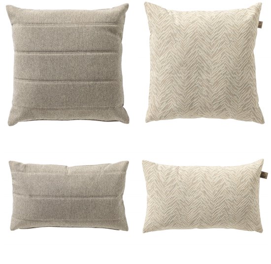 Set de 4 coussins d'extérieur - Coussins outdoor de Luxe - Augusta - Talia - Dutch Decor - 45x45 cm - 50x30 cm - coussins intérieurs inclus