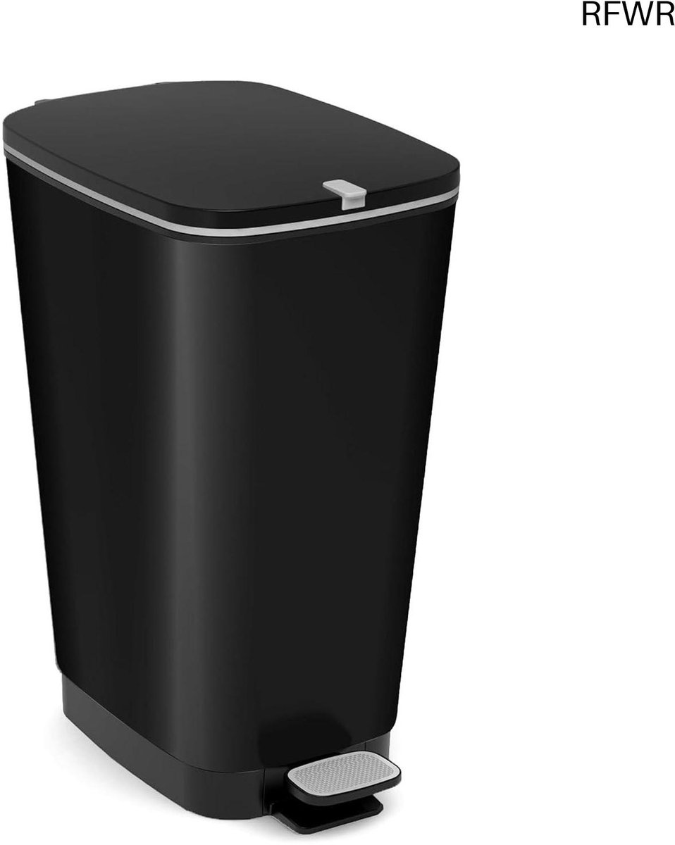 RFWR® Afvalbak Kunststof 45 Liter met Pedaal en Rubber Afdichting - 29 x 44,5 x 60,5 cm