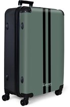 NoBoringSuitcases.com® - Grande valise - Valise de voyage légère - Fond vert à doubles rayures noires verticales - Trolley 4 roues - Grand trolley XL - 98 litres de bagages