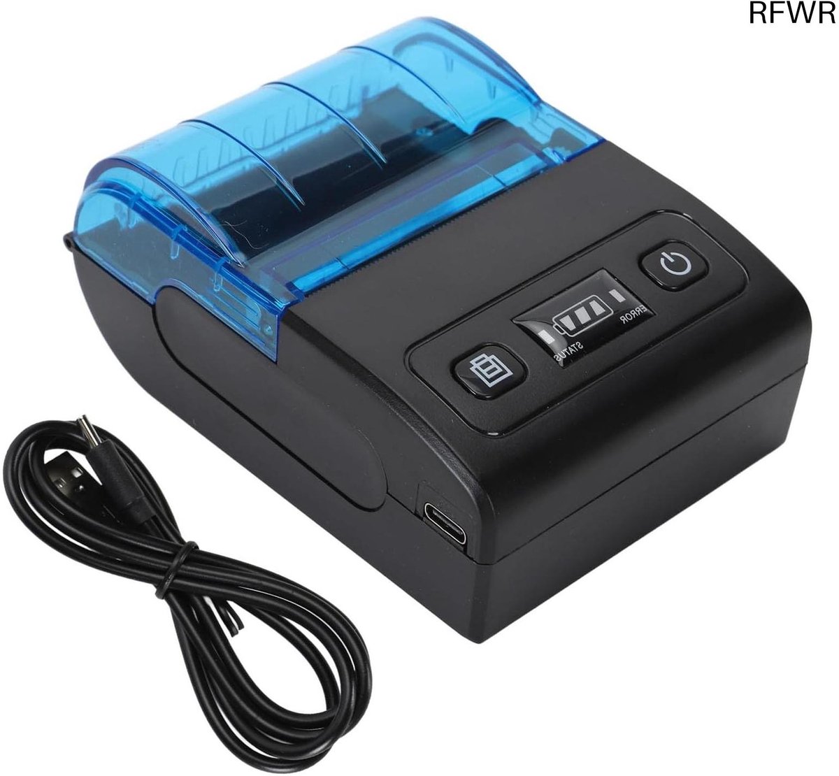 RFWR® Draagbare Bluetooth Bonprinter voor Duidelijke Afdrukken van Bonnen en Facturen