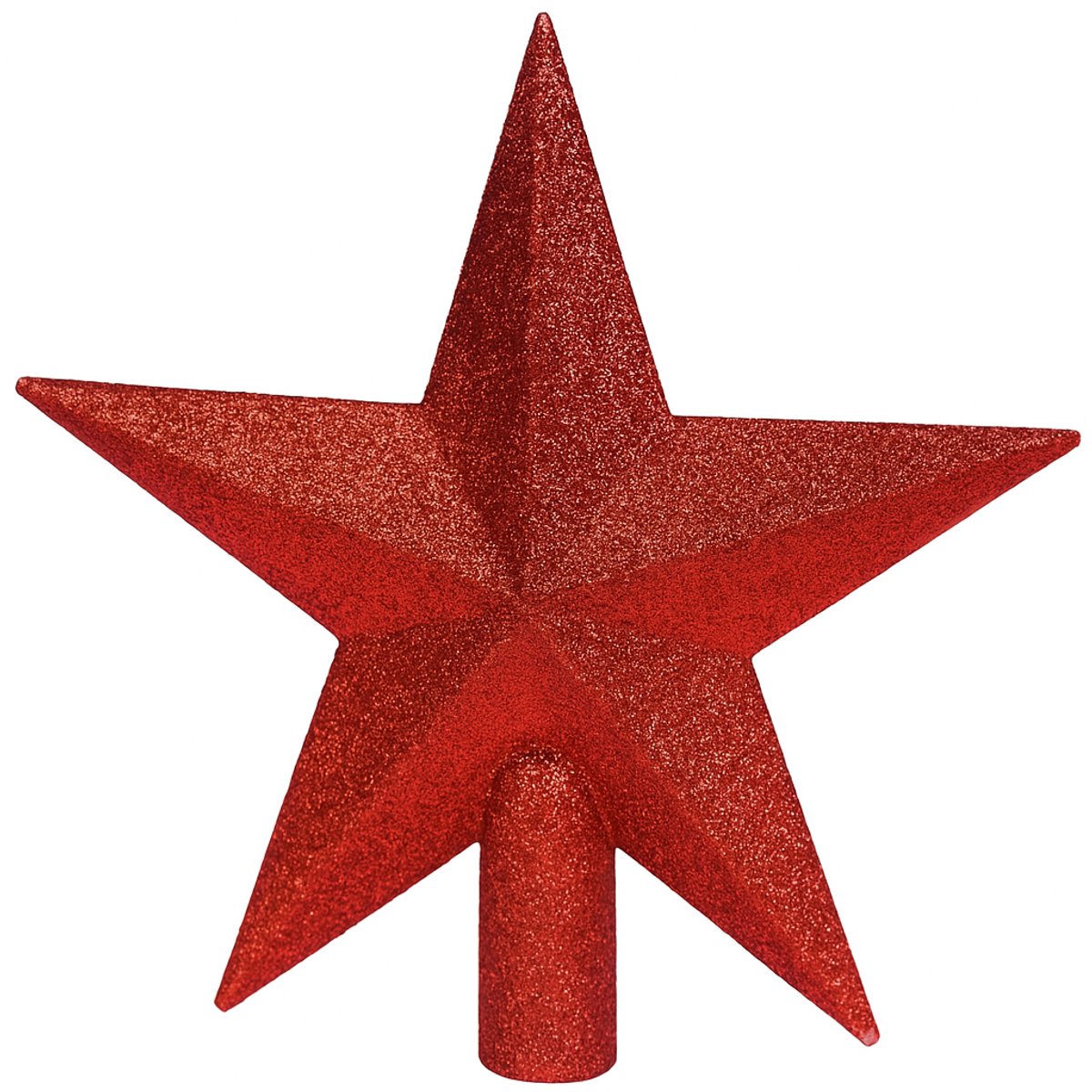 Kerstboompiek Kerstster glitter rood - 19 x 19 centimeter