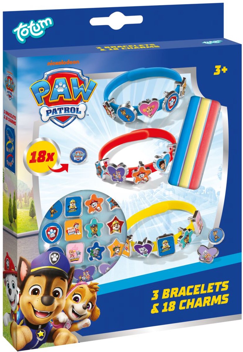 Bol.com PAW Patrol speelgoed - 3 schuif armbandjes maken met 18 bedels Totum knutselset sieraden - junior meisjes en jongens van... aanbieding
