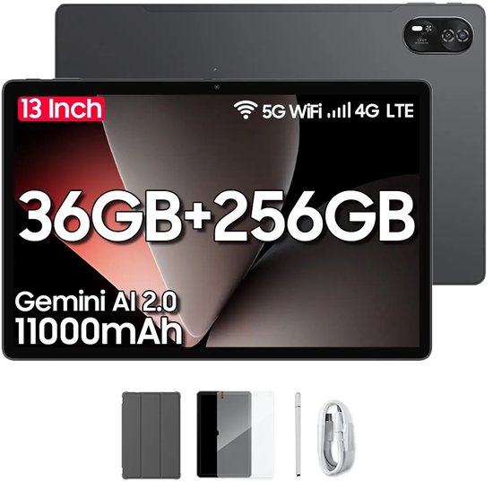 Blackview Tablet Android 15 12 Pollici 90Hz – 36GB RAM + 256GB ROM – Batteria 9000mAh – WiFi 6 – GPS – Widevine L1