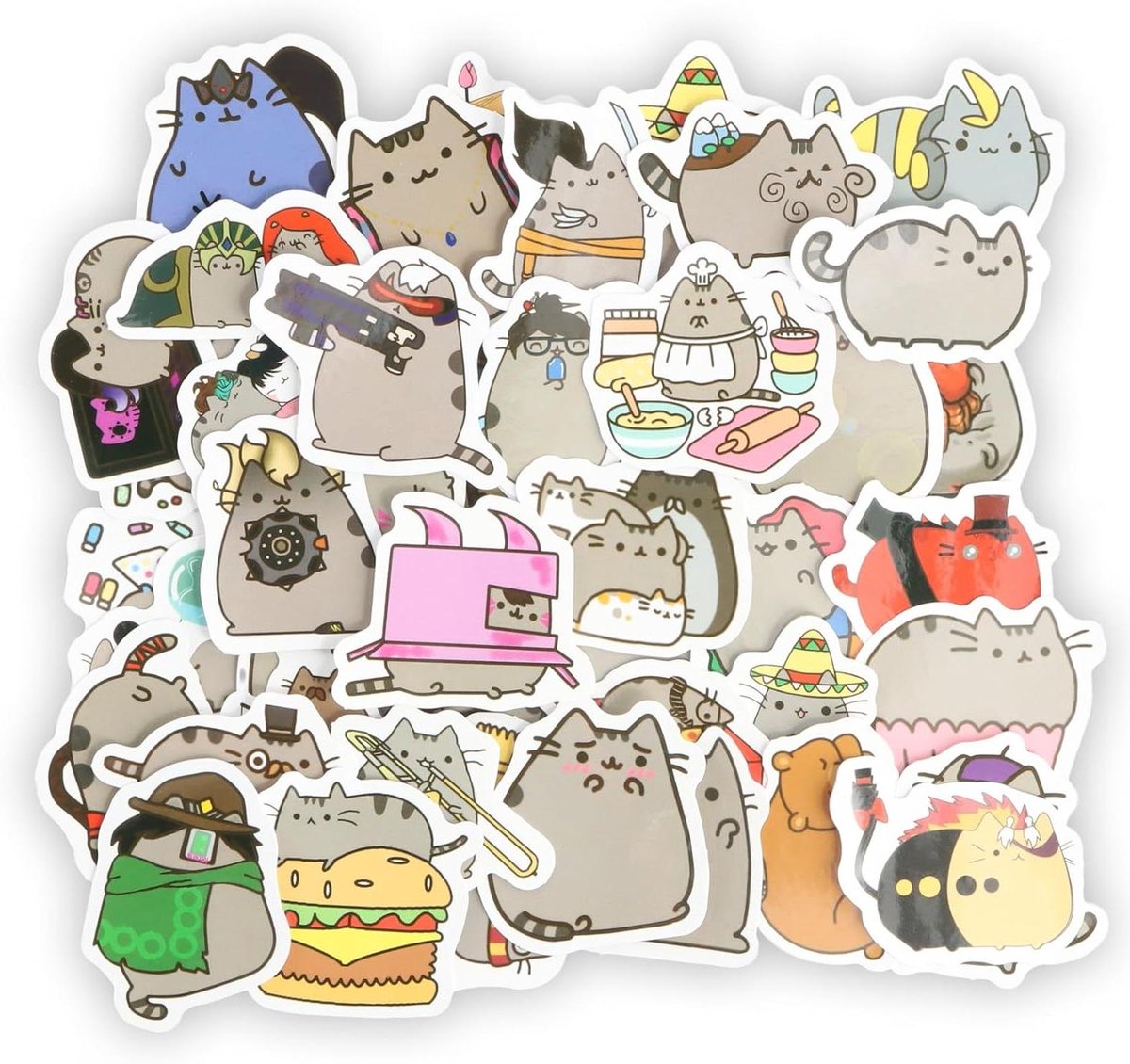 Grappige kattenstickerset - 100 stuks schattige kattencartoonstickers voor decoratie - waterdicht - cartoondierenstickers - waterflessen - skateboards - gitaar - bagage - plakboek - fiets.