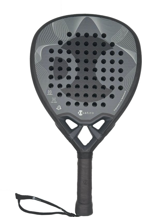 Cuatro Padel - Titan - Padelracket - Gevorderd niveau - 18K carbon - Diamantvorm - 3D/Ruwe oppervlaktestructuur