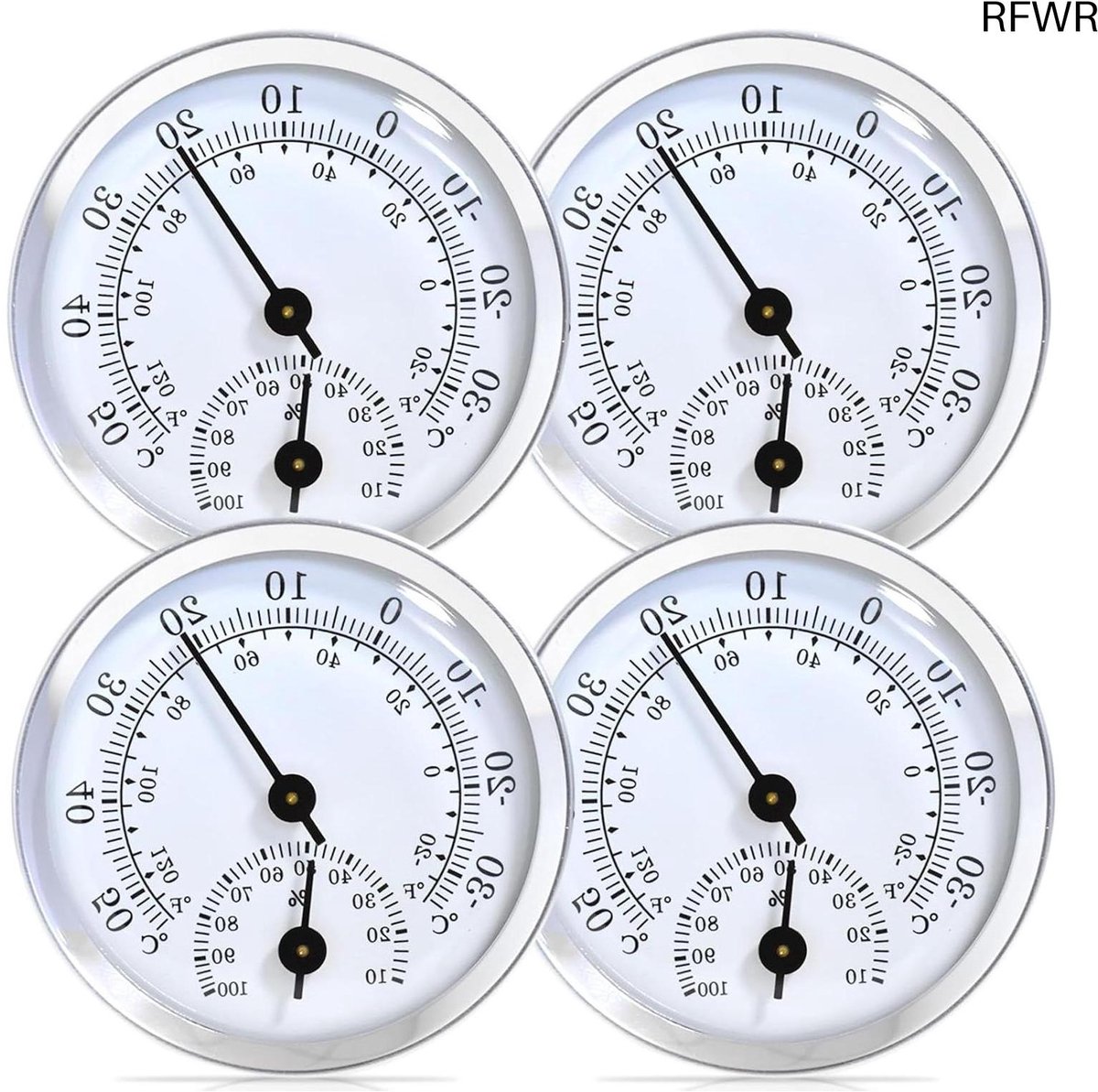 RFWR® 4 analoge thermo-hygrometer voor binnenklimaatbeheersing - Batterijvrij en duurzaam