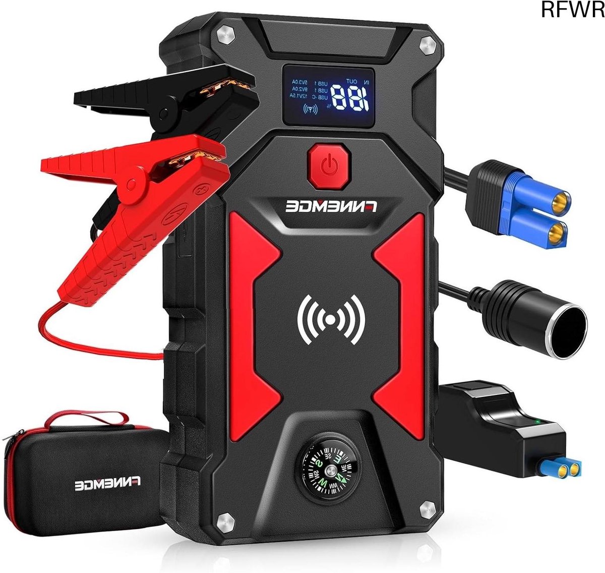 RFWR® Auto Jump Starter 6000A 26800mAh 12V met USB Quick Charge, LED-verlichting en EC-5 Adapter