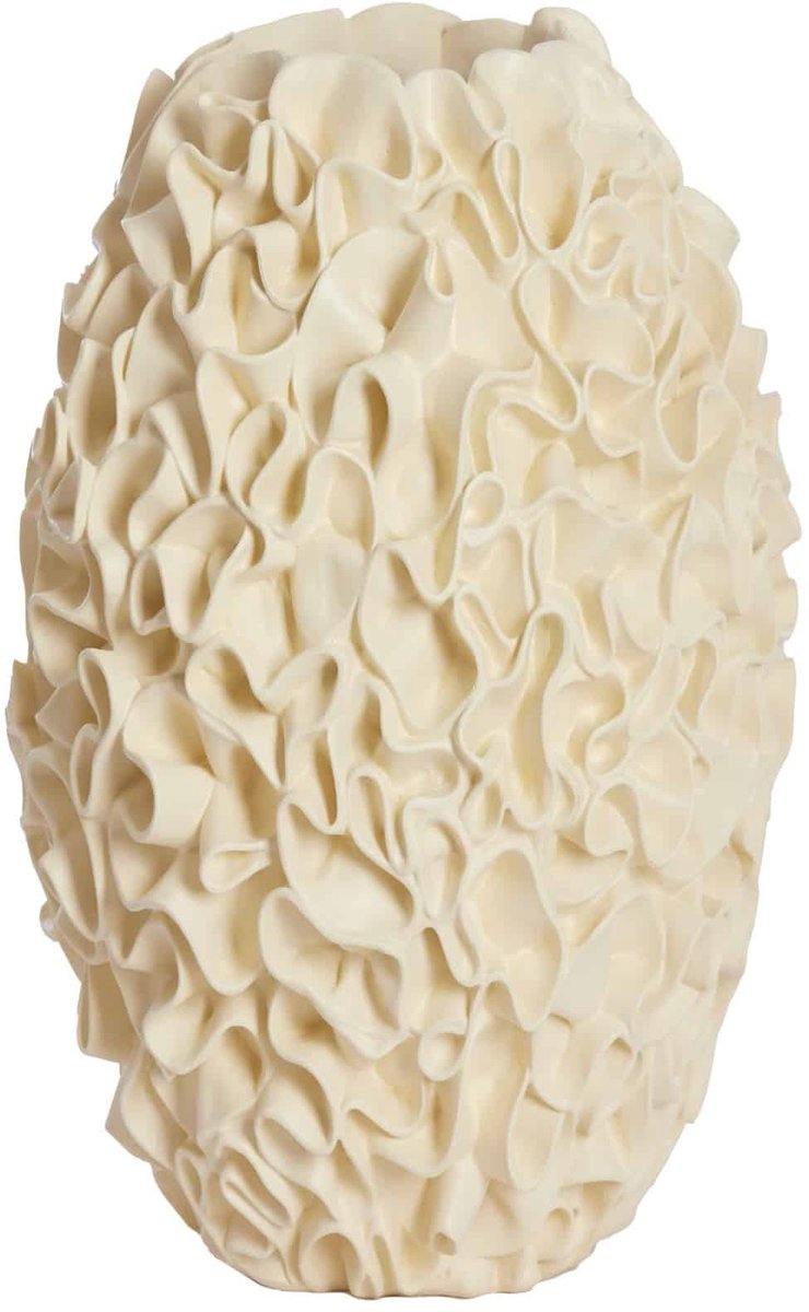 Vaas Agello - Wit - Ø26cm - Synthetisch-Kunststof - Modern - Bloemenvaas - Woondecoratie - Decoratieve vaas voor woonkamer of slaapkamer - Moederdag - Moederdag cadeautje - Moederdag cadeau voor mama