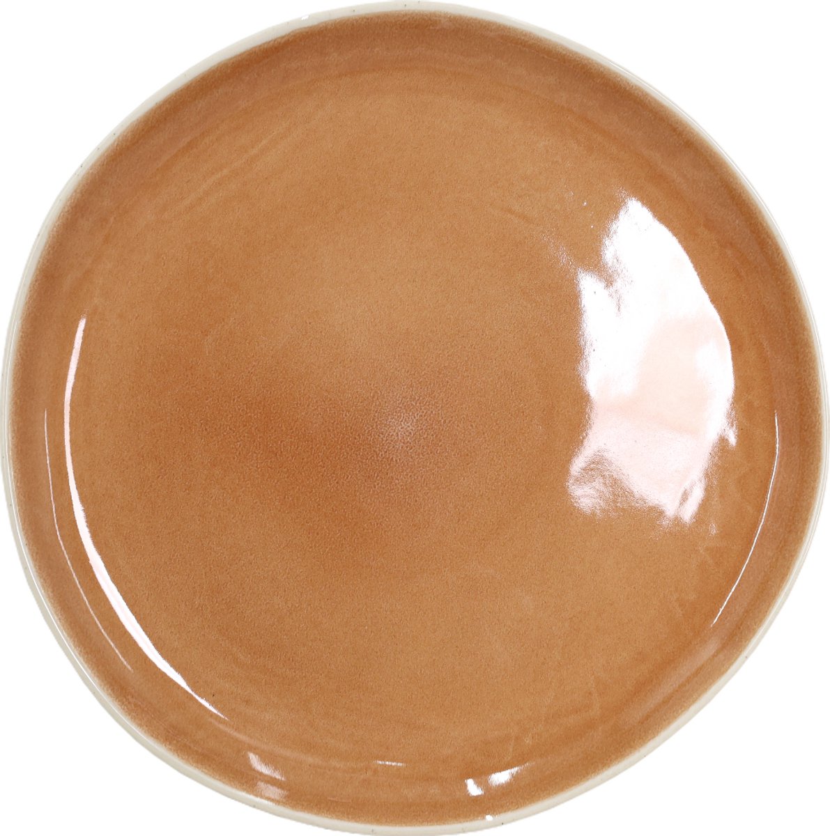 Coralia – Grote ronde serveerschaal / Grote plaat Ø34,5 cm – Porselein met reactief glazuur – Beige & Oranje