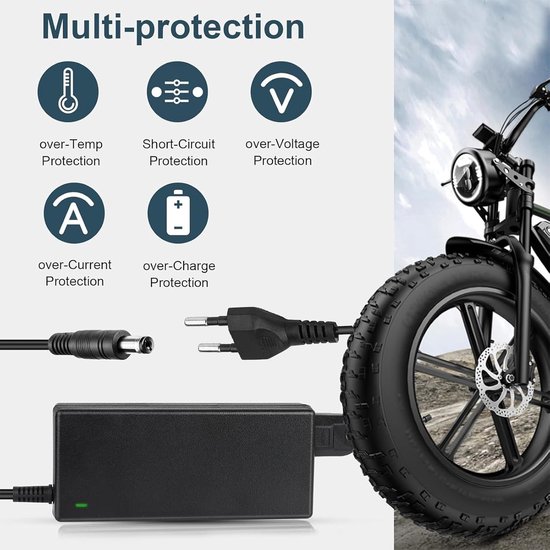 Oplader Voor Elektrische Steps - 42V 2A - Elektirsche Fietsoplader - Oplaadkabel met 6 Aansluitingen - Hoverboard Drift Trikes - Vervanging 36v Fietsaccu e bike oplader - Elektrische fietsaccessoires van Merkloos — afbeelding 4