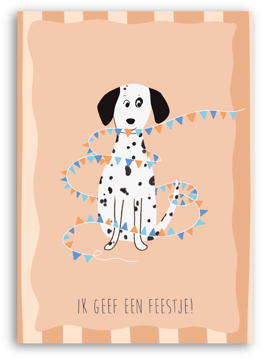 Uitnodiging kinderfeestje jongens en meisjes - 12 stuks - Enkele kaart - Verjaardagsfeestje honden illustratie