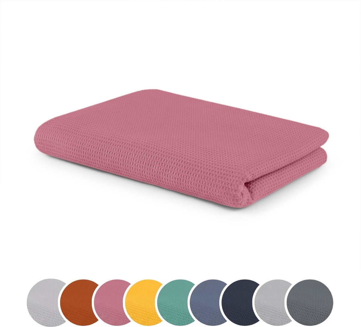 sleepling 150 x 200 cm plaid met wafelstructuur | sofa- of woondeken | huidvriendelijke knuffel deken | temperatuurregulerend | van 100% katoen | wasbaar op 30 graden | roze