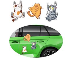 Auto Decoratie - Auto sticker - Katten Sticker - Sportauto Stickers - Plakstickers - stickers voor op de auto - creatieve auto sticker - Zelfklevend - Autostickers Wrap Folie - Poezen sticker - 3-delige set - autodecoratie- autosticker voor auto