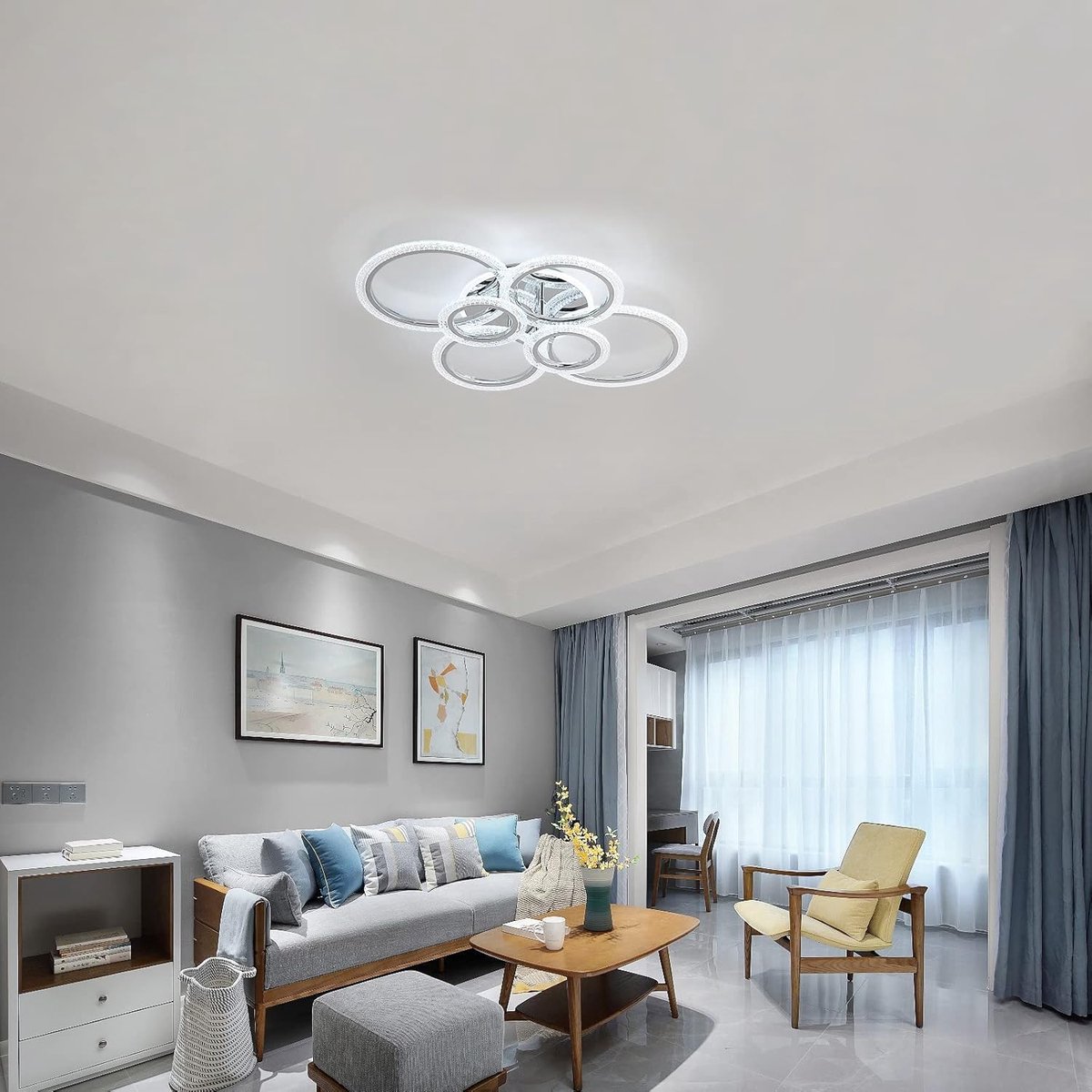 Haobosic - LED-plafondlamp, 94W 6-rings wit plafondlamp, 9400LM, 6500K, geschikt voor woonkamer, slaapkamer, keuken, hal, balkon en eetkamer.