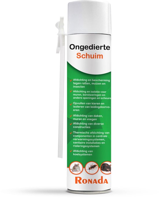 Ronada Ongedierte Schuim - Purschuim tegen Muizen en Ratten - Afweermiddelen voor Muizen - Ongedierteschuim 750ML